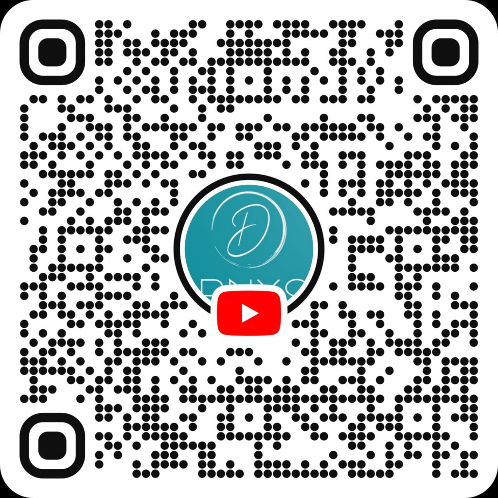 QR code linking to Daniela Sozzi DNYC YouTube channel — fintech strategy and AI governance video presentations